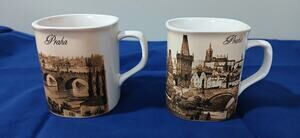 Praha 1973 IDP Czech Republic Coffee Mugs Set of 2